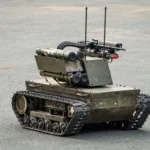 Platform-M combat robot equipped with machine gun and grenade launchers